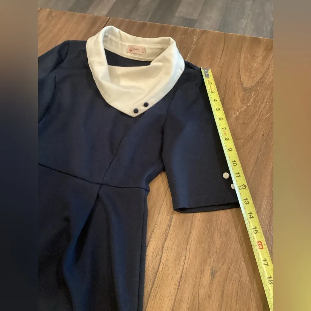 Miss Patina London Parisian Port Peter Pan Collar Navy Mini Dress S/ M Blue Size M - Image 11