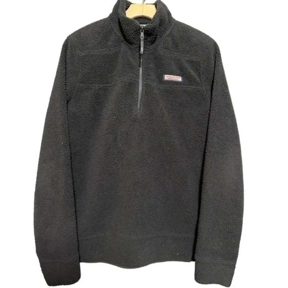 Vineyard Vines M Black Soft Plush Teddy Fleece Quarter Zip Shep Shirt Jacket - Image 2