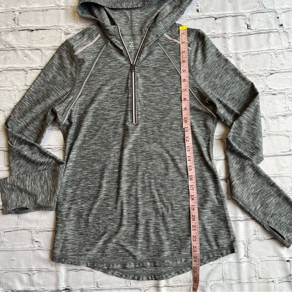 Z By Zella Hoodie Shirt Womens Medium Gray Reflective Running Outdoor 1/4 Zip - Image 5