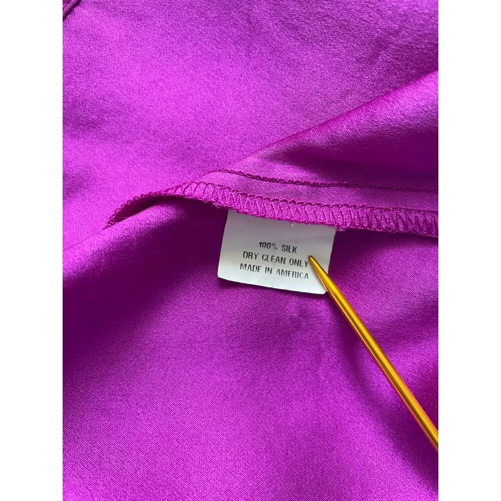 Amanda Uprichard Fuchsia Pink Purple Ruffle Neckline Silk Dress Size P - Image 7