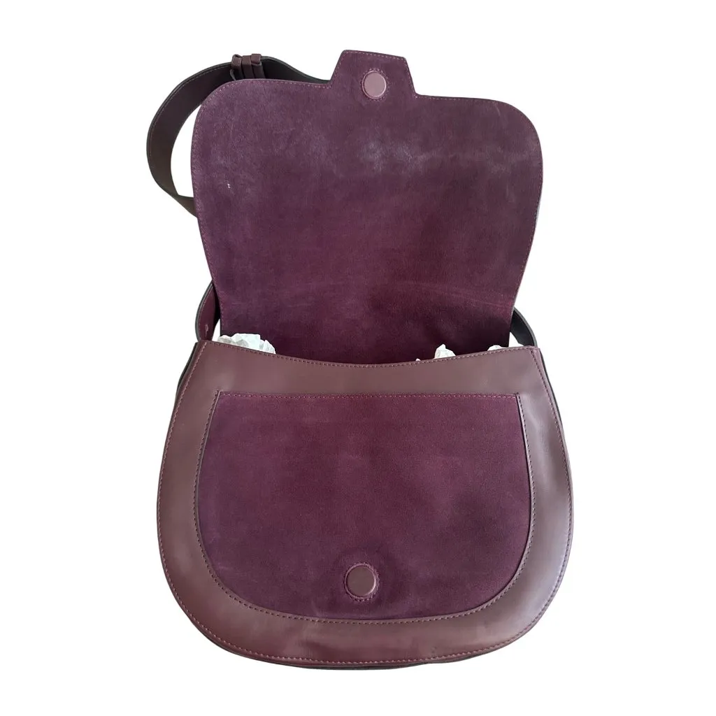 GERARD DAREL Purple Leather Suede Large Crossbody Saddle Handbag - Image 5