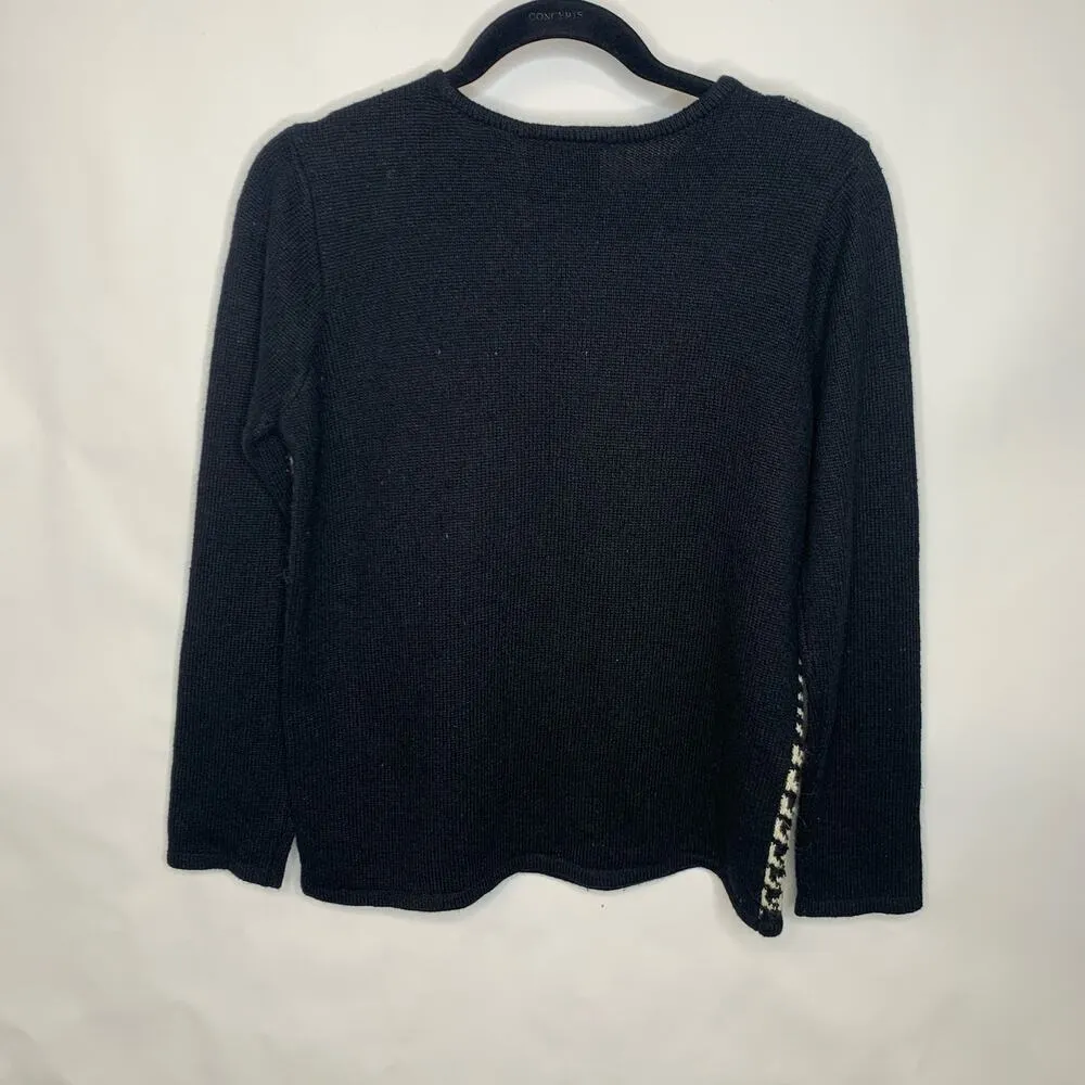 Crazy Horse Black Cream Herringbone Sweater Patchwork Sz Small - Image 6