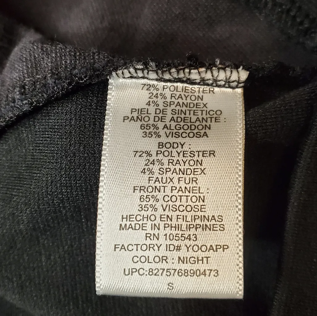 Elie Tahari Nation Black Faux Fur Panel front  Long Sleeve Sweatshirt Size:S - Image 7