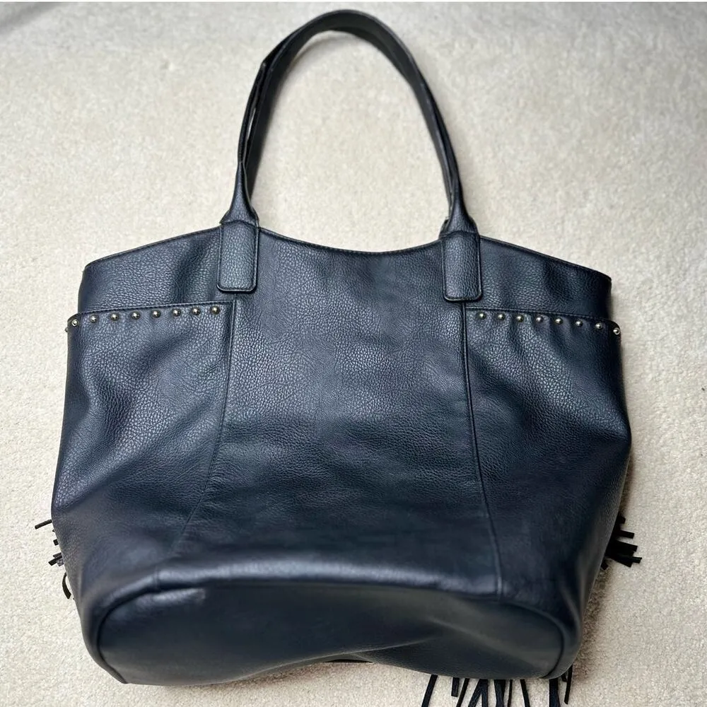 Big Buddha: Gold Riveted Black Fringed Oversized Tote - Image 2
