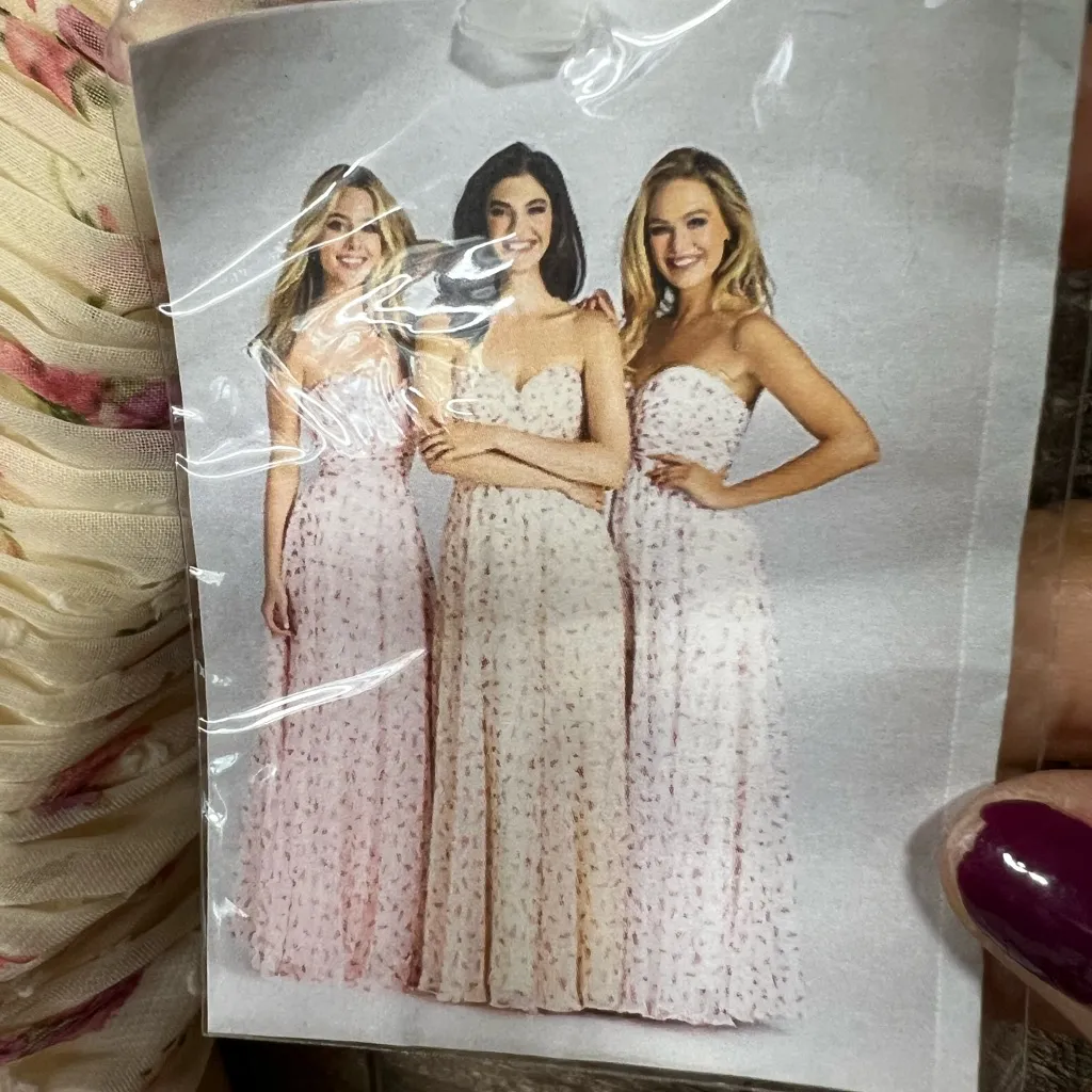 NWT ALLURE BRIDALS Elegant Floral Cream and Pink Women's Dress Size 10 - Image 3