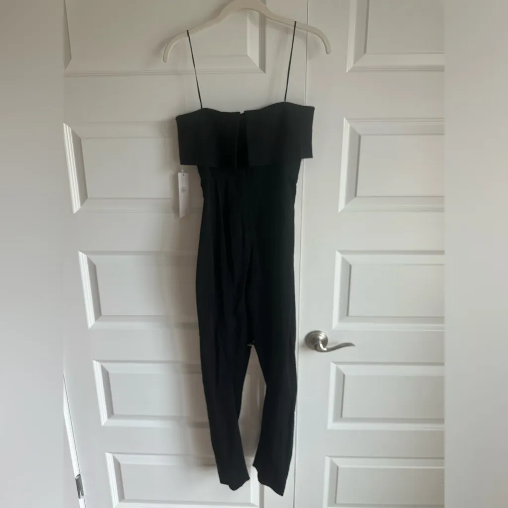 Cushnie Folded Strapless Fitted Slim‎ Leg Ankle Cropped Jumpsuit NWT Black Size 0 - Image 9