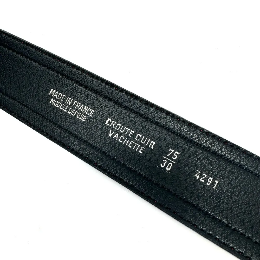 Givenchy Vintage Red Vachette Leather Belt – 35″ x 1.75″, Gold Logo Buckle - Image 4