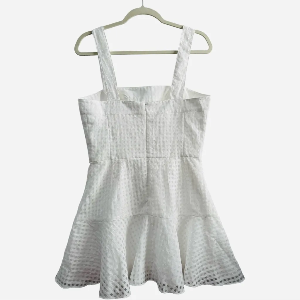 Amanda Uprichard ANNALISE White MINI DRESS IN GINGHAM ORGANZA - Size‎ Medium - Image 6