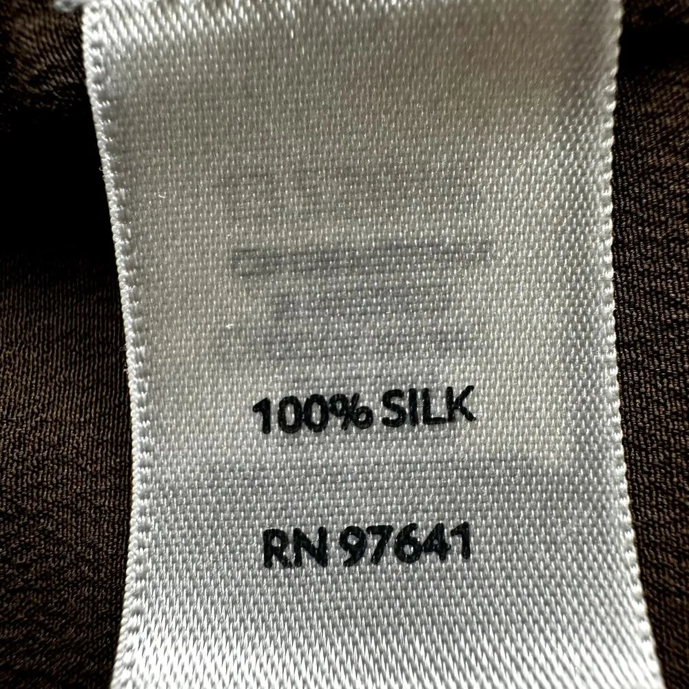 J. Jill Long Sleeve Blouse Top Notch V Neck Oversized Pullover 100% Silk Brown S - Image 3