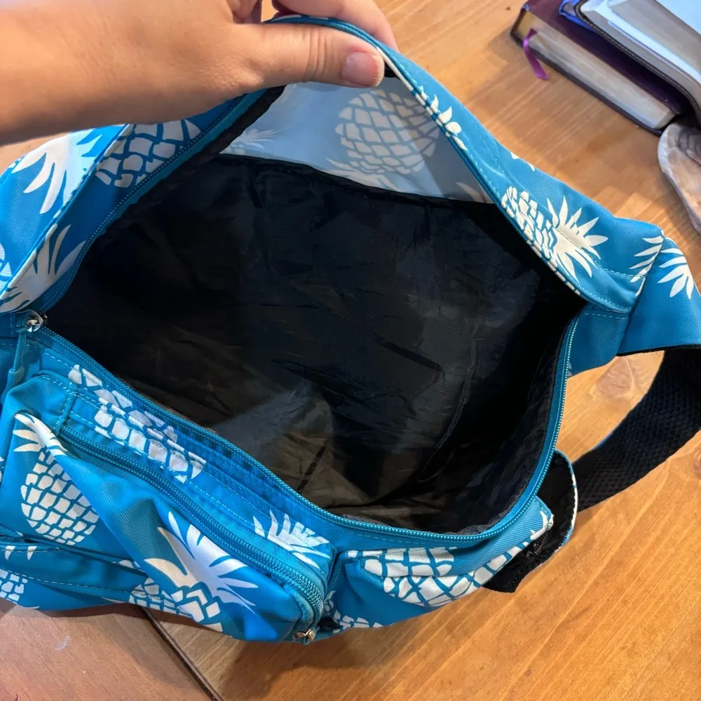 The Kamo womens pineapple crossbody sling backpack blue - Image 5