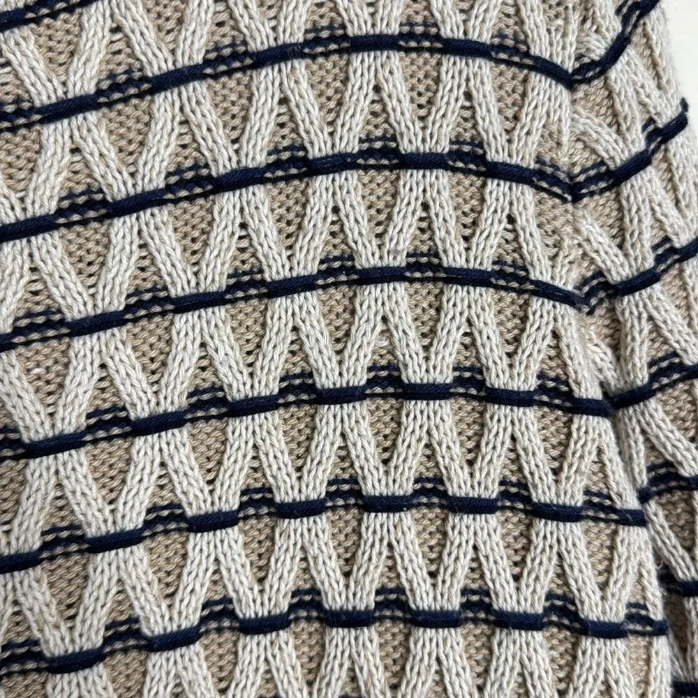 Talbots Textured Stripe Knit Mockneck Sweater Oyster Multi ladies medium - Image 6