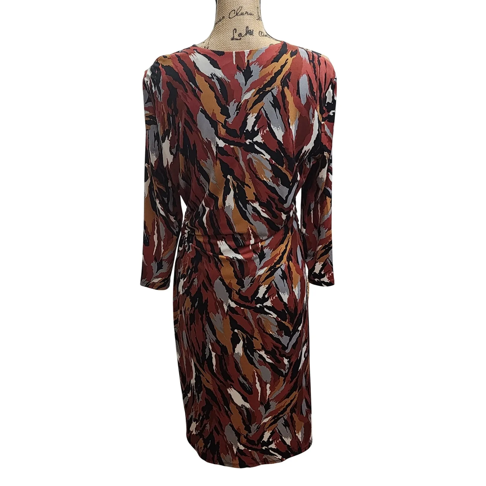 Anne Klein Abstract Print Wrap Midi Dress Women Size 14 - Image 4