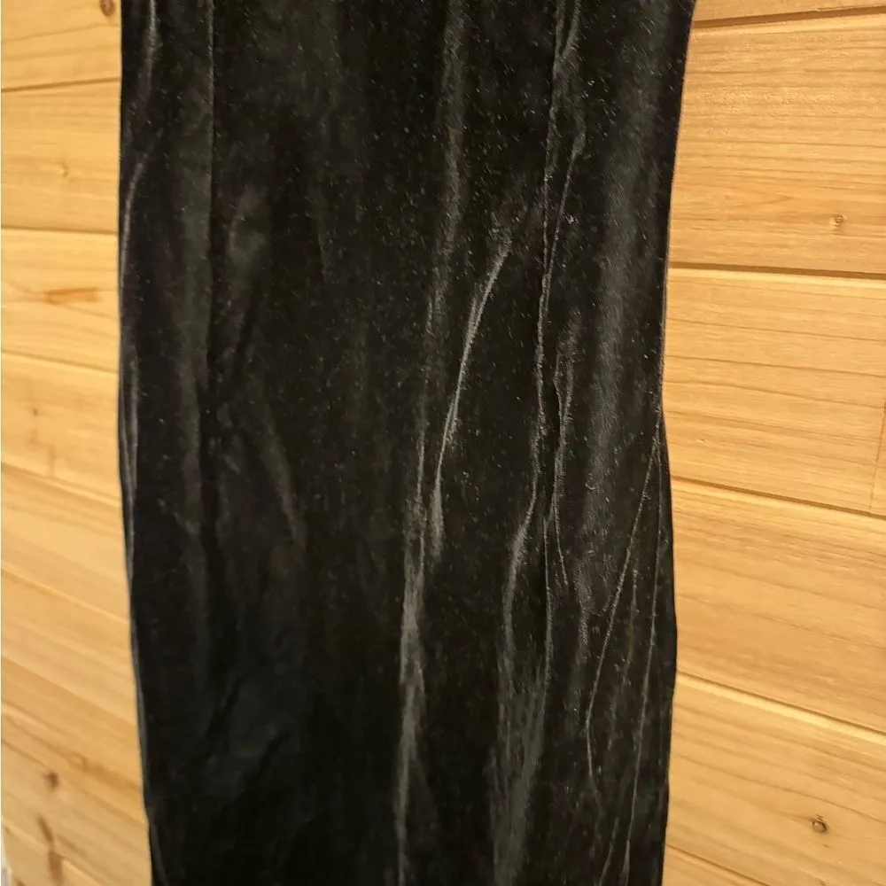 Vintage Scott McClintock Size Small Velvet Red Lace Back Maxi Prom Gown Black - Image 6