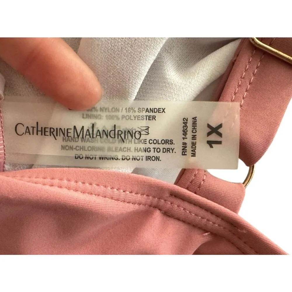 Catherine Malandrino 1X Swimsuit One Piece Mesa Rose Ruched Sides NWT $120 Plus - Image 3