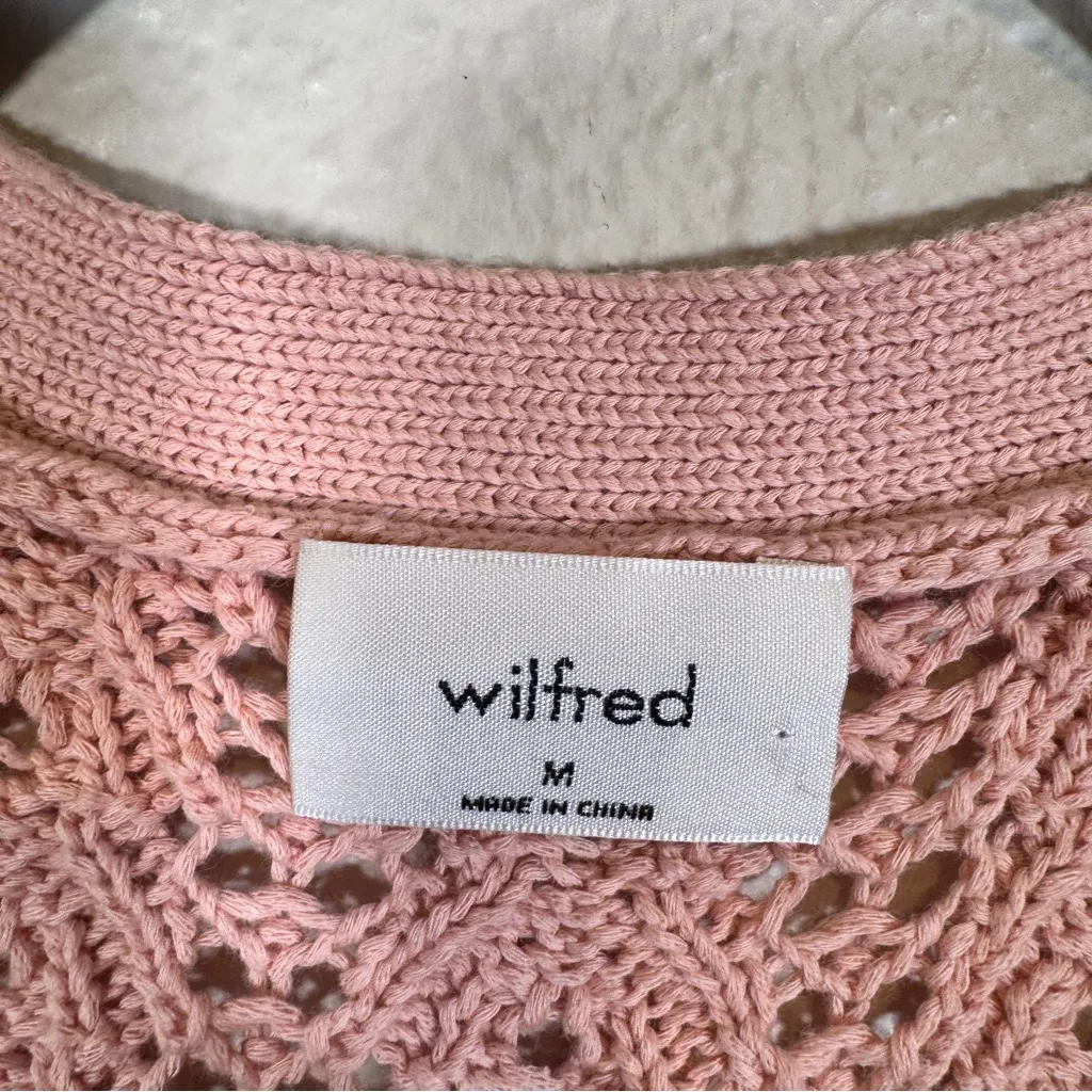 Wilfred Pink Crochet Open Knit Cardigan Sweater Womens M Fall Coquette Delicate - Image 10