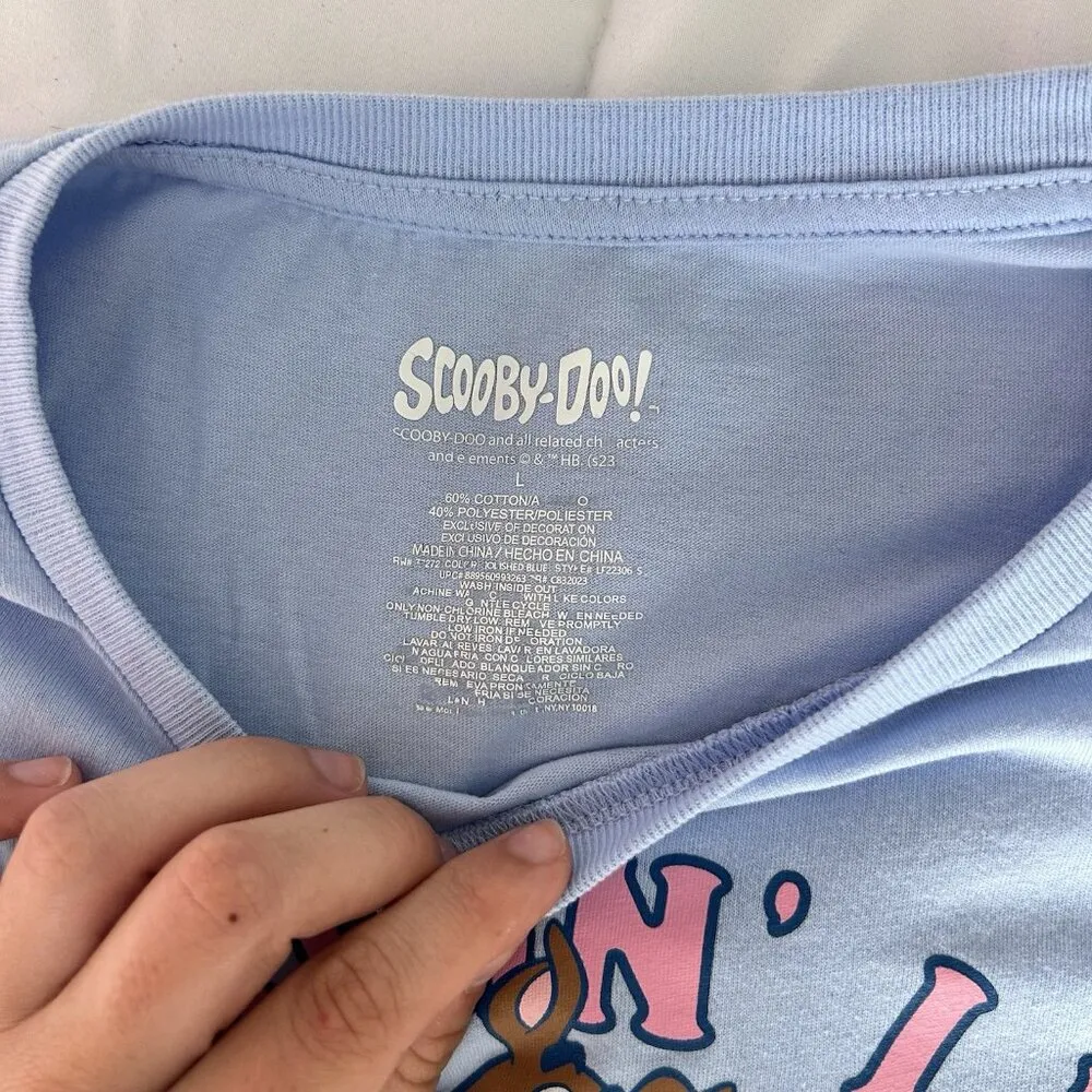 Scooby Doo Lookin Like A Snack Blue Womens Large L Cropped Soft Tee Shirt - Image 3