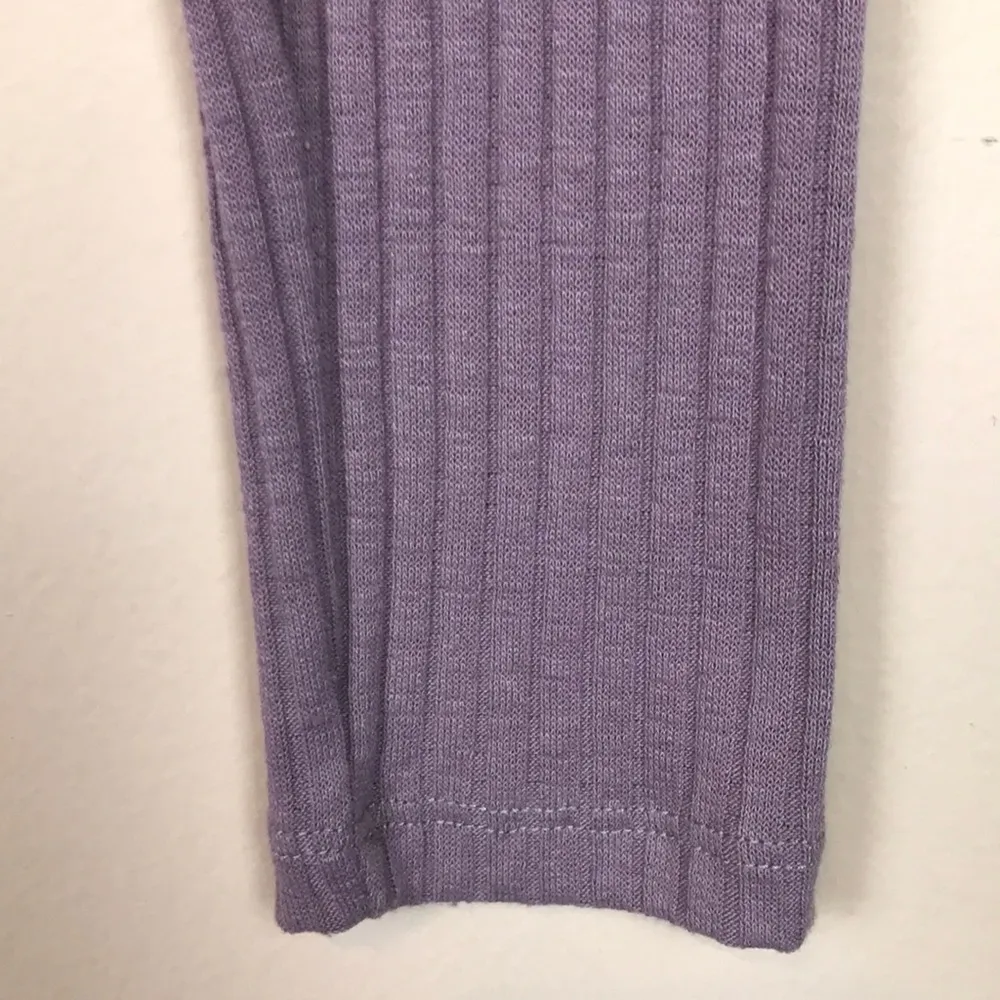 Zara Women's Sweetheart Neckline Ribbed Mauve Purple Cropped Long Sleeve Shirt - Image 3