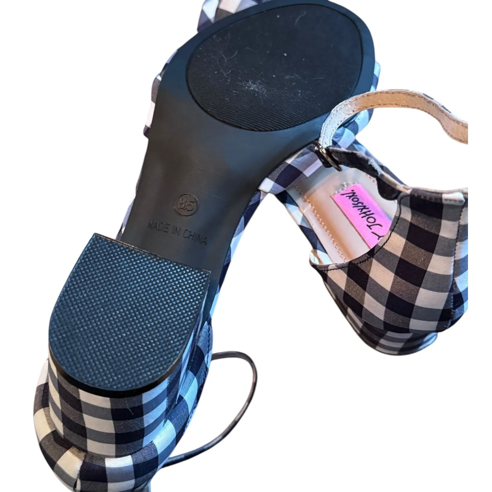 Betsy Johnson Gingham Bow Block Heel Ankle Strap Sandals Women's Size 8.5 - Image 2