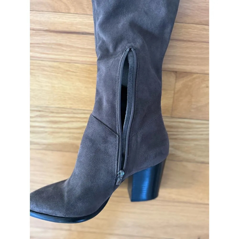 Marc Fisher Grey Faux Suede Over the Knee Heeled Boot - Image 6