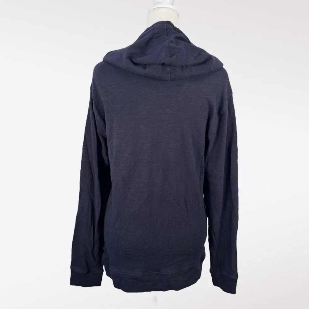 Sperry Navy Cotton Knit Hoodie Lightweight Pullover Sweatshirt Small - Image 5