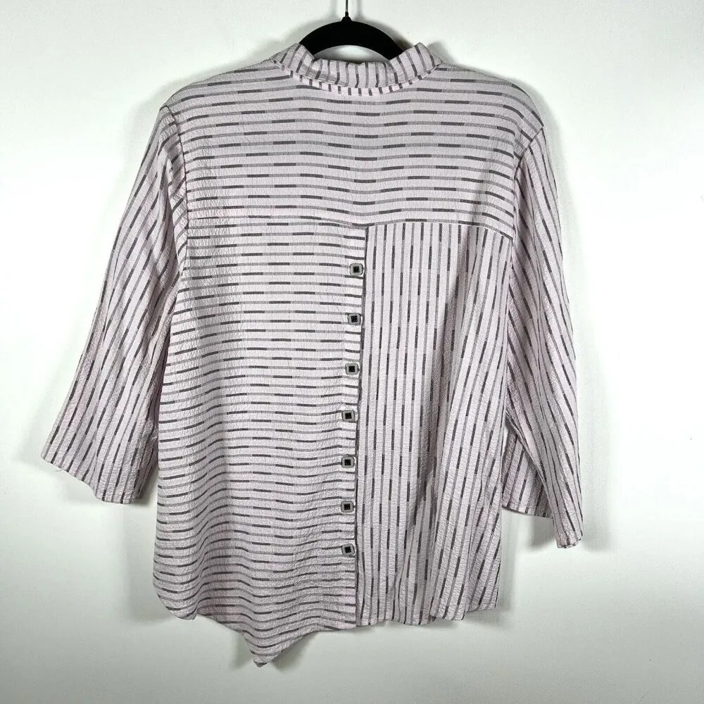 Habitat black Pink button tunic top coastal grandma lagenlook Size Large Boho‎ - Image 9