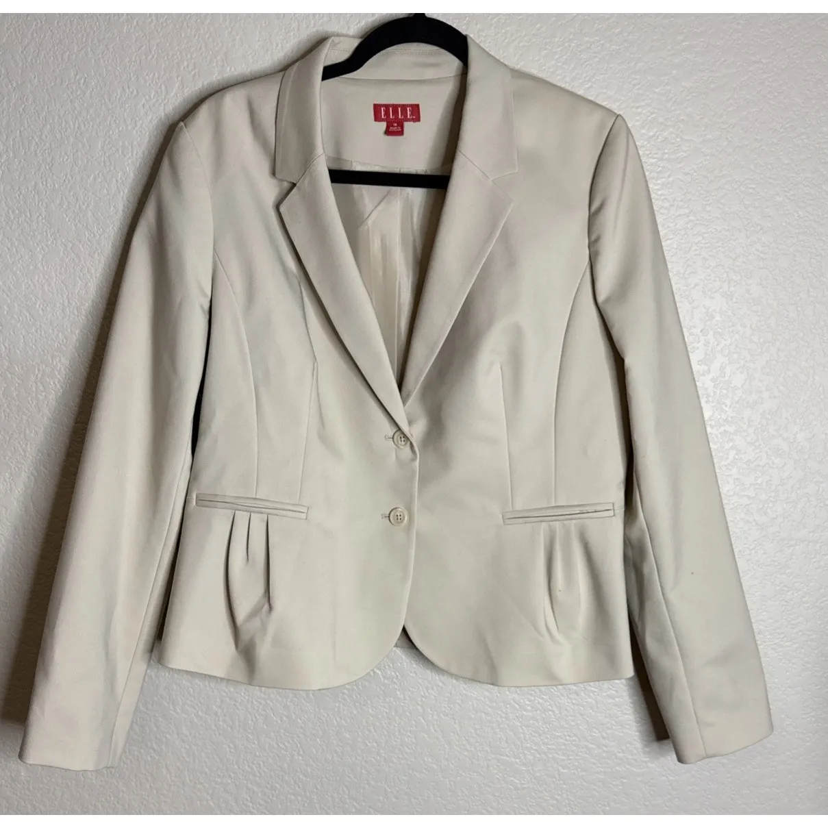 Elle Womens Size 16 Tan 2 Button Blazer Jacket Preppy Career Going Out Travel - Image 1