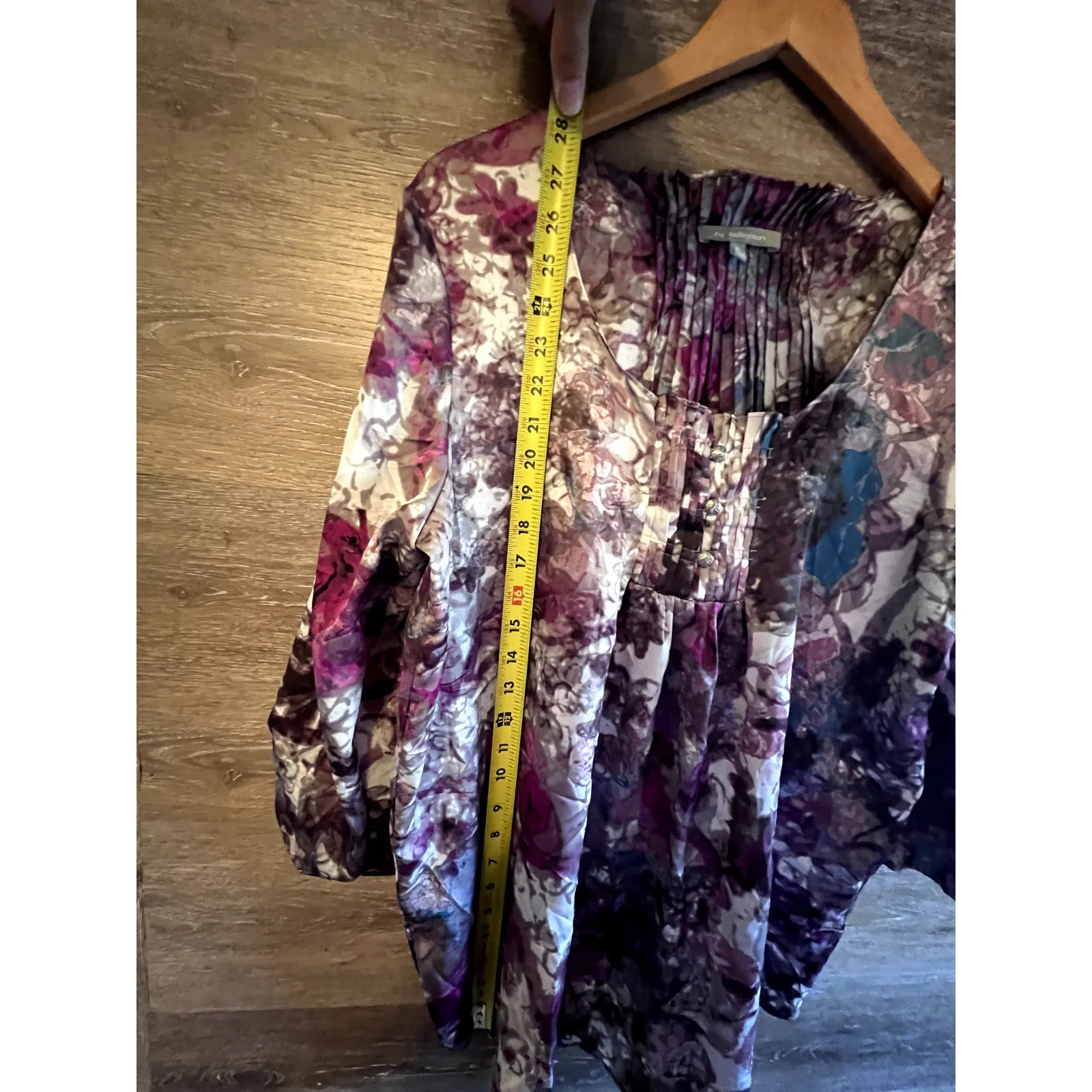 NY Collection Blouse Size XL Floral Pleaded Office career Elegant - Image 3