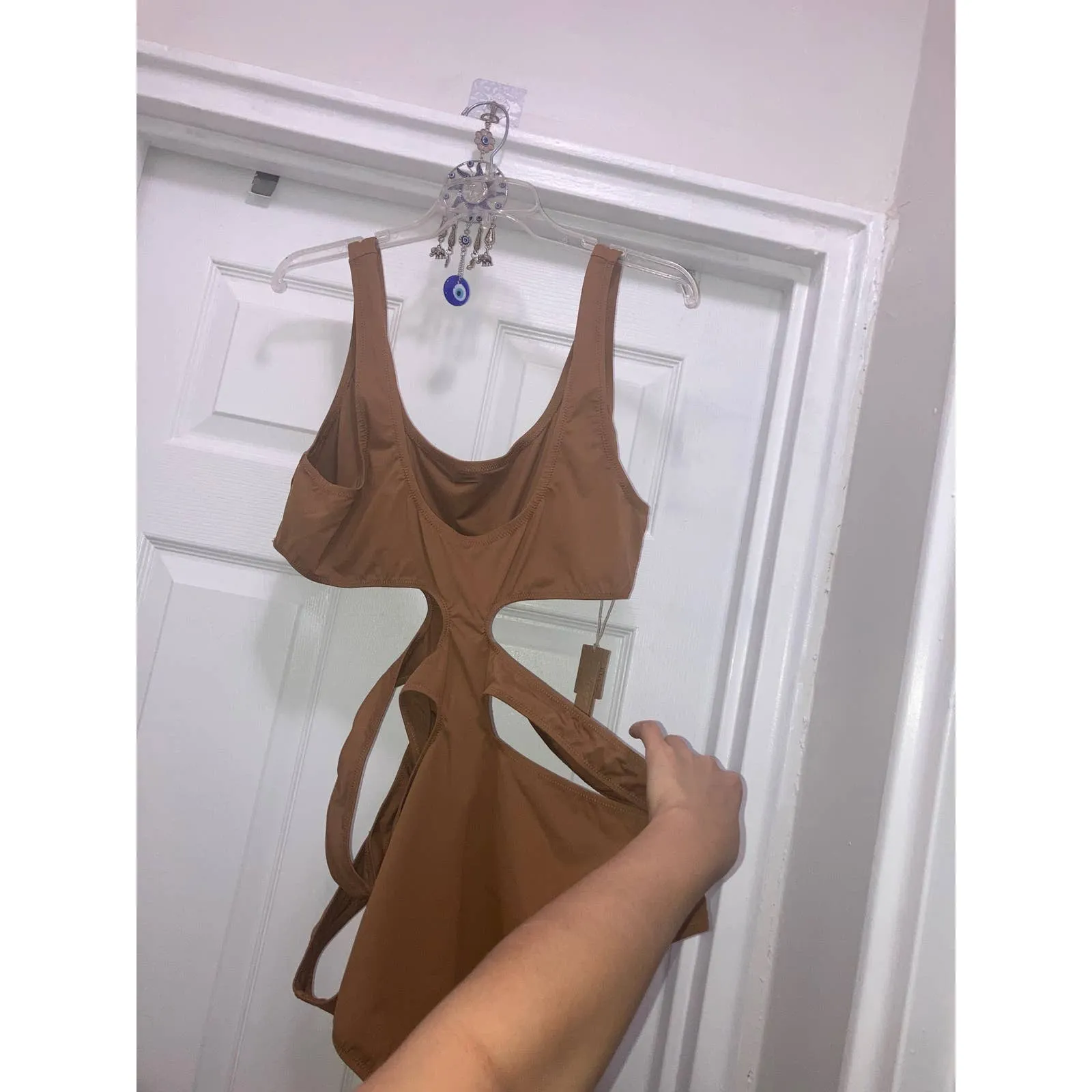 SKIMS Size 4X Monokini One Piece Bathing suit Swim Suit Women's NWT Almond Brown - Image 4