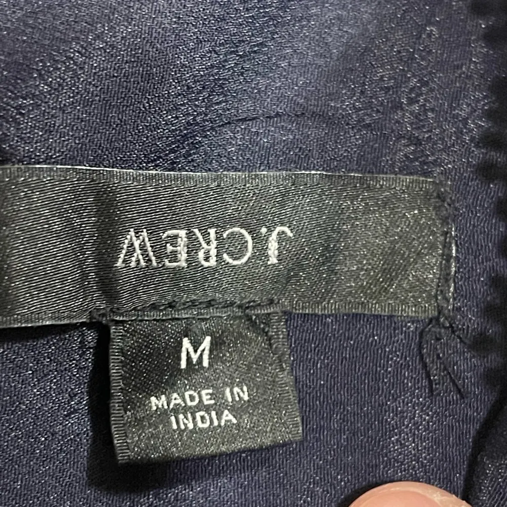 J. Crew Navy & Green Floral Crochet Lace Blouse Cap Sleeve  Preppy Classic Sz M - Image 6