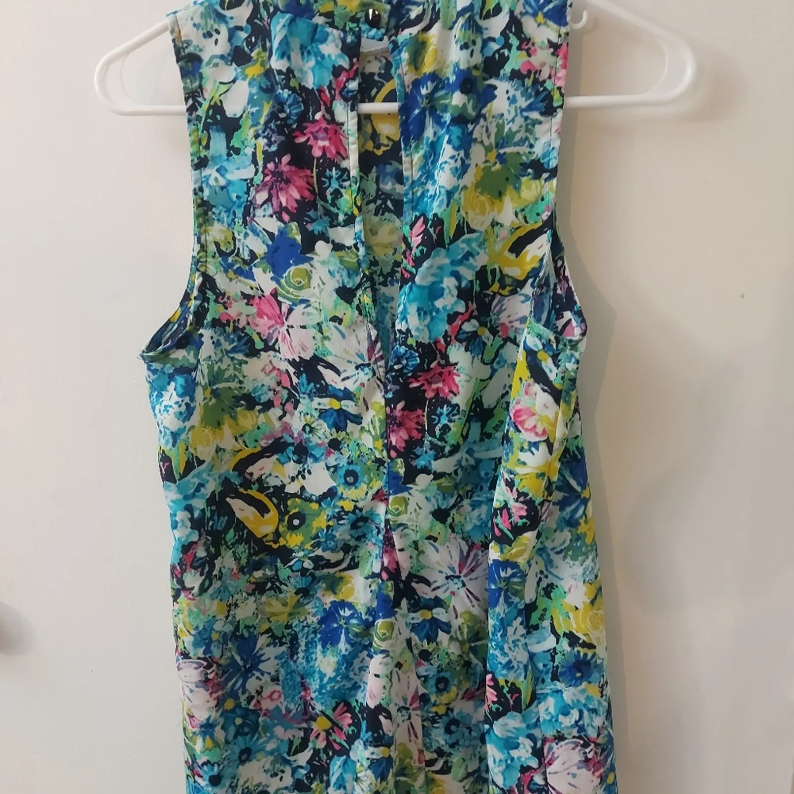 EVERLY Anthropologie Floral Sleeveless Top 2 Dopamine Coconut Girl Fairycore - Image 5
