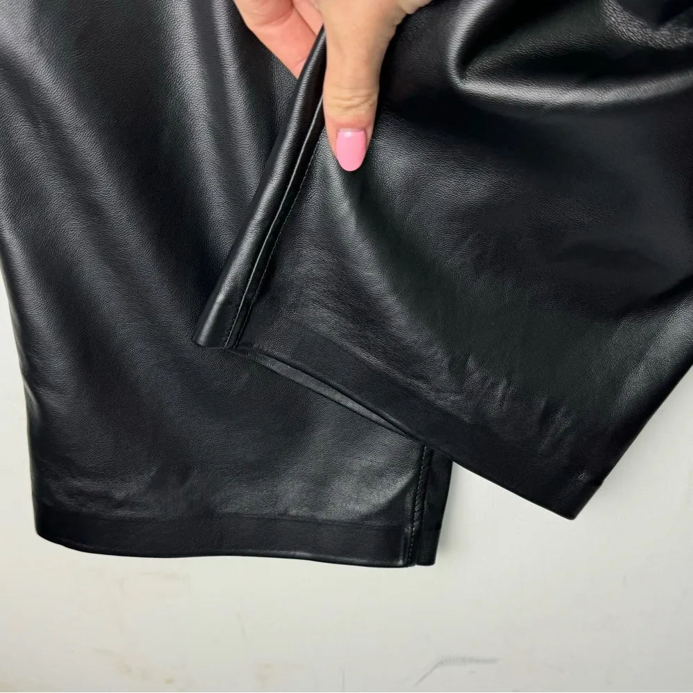 Joie Faux Leather Straight Leg Pants Sz 16 Black  Limited Edition - Image 9