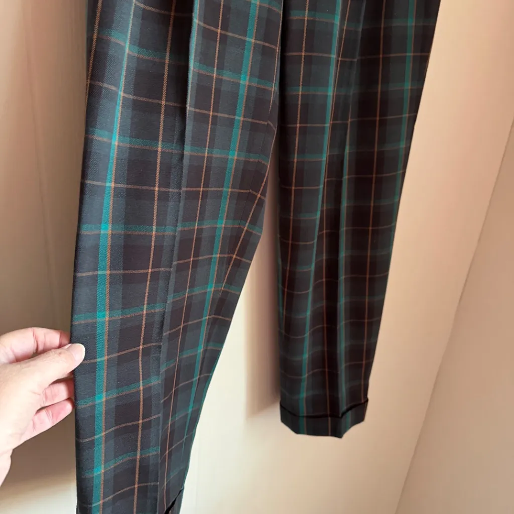 Cartonnier Anthropologie Kames Pants 6 Green Navy Plaid Heritage Prep Academia - Image 8