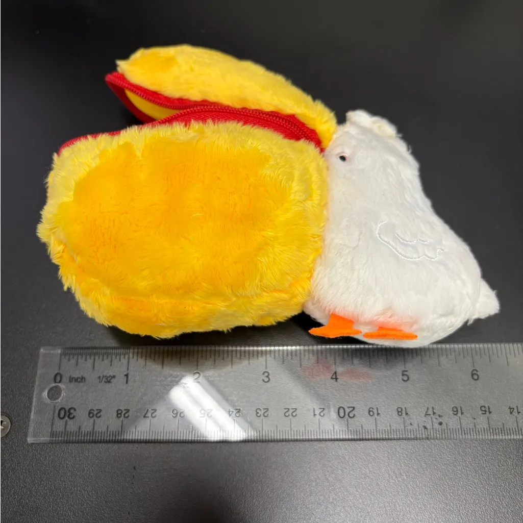 Cute Pelican Plush Pouch 6” Zipper Bag – Soft Yellow Bird Case for Earbuds new - Image 5