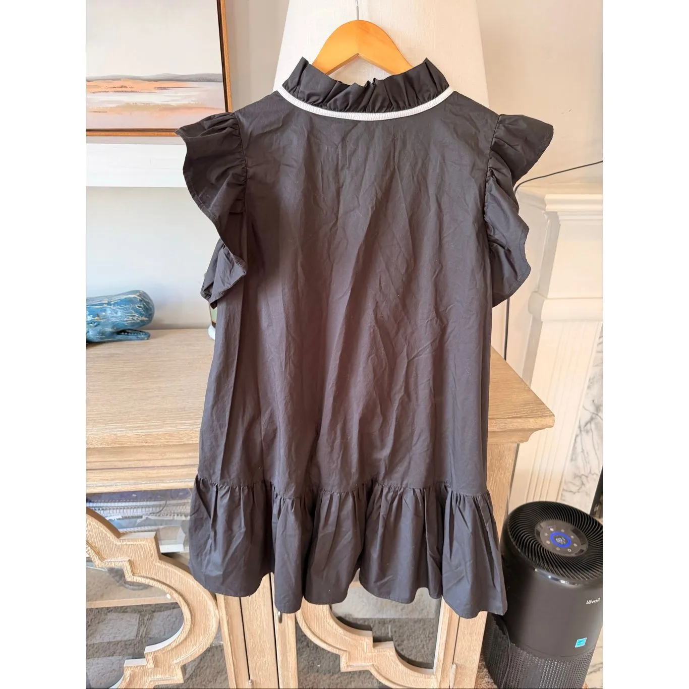 Monica Nera Angela Frilled Mini Dress in Black Size Small - Image 5