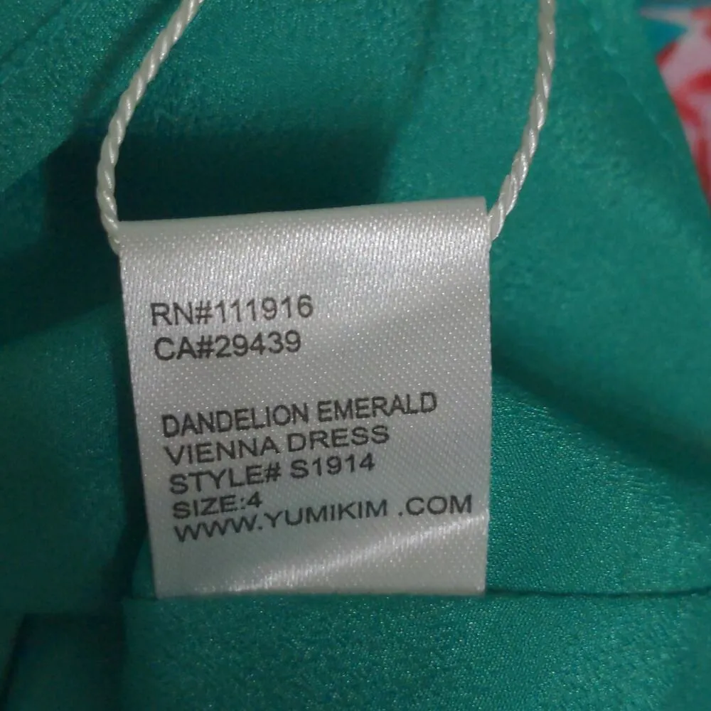 Yumi Kim Anthro Vienna Silk Floral Print A-Line Dress Dandelion Emerald 4 New - Image 11