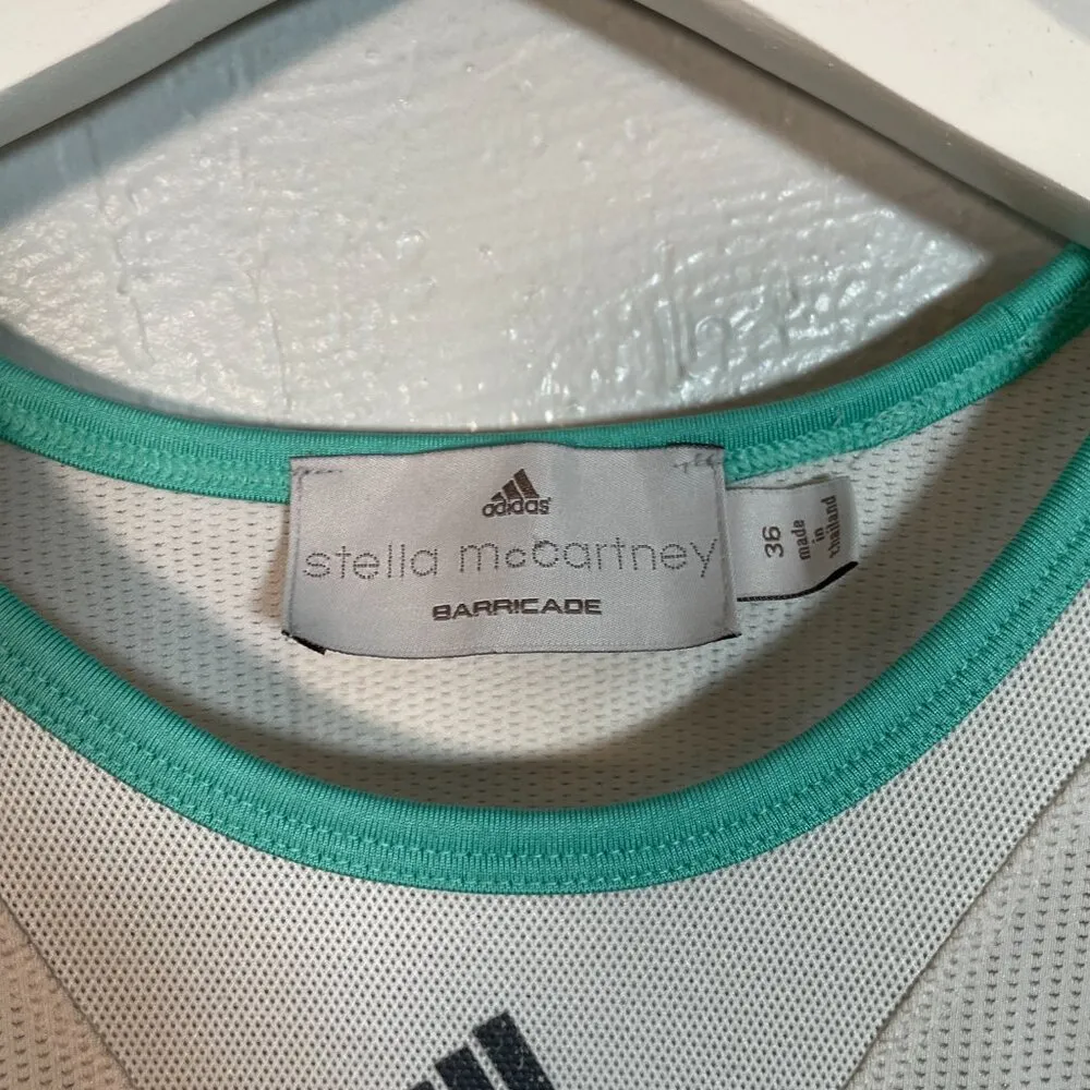Adidas Stella McCartney Women 36 ASMCB Barricade Joy Green Tennis White Tank Top Blue - Image 4