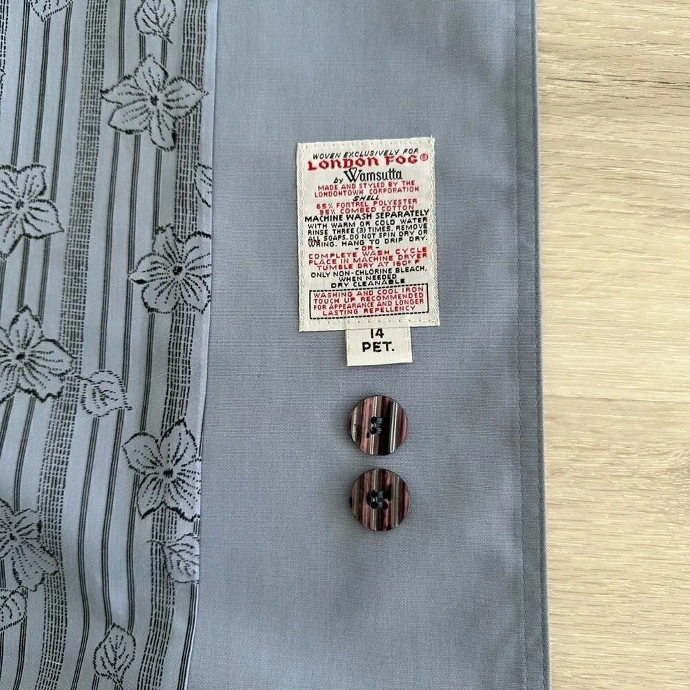 London Fog Vintage Wamsutta Funnel Neck Long Trench Coat Powder Blue 14P EUC - Image 7