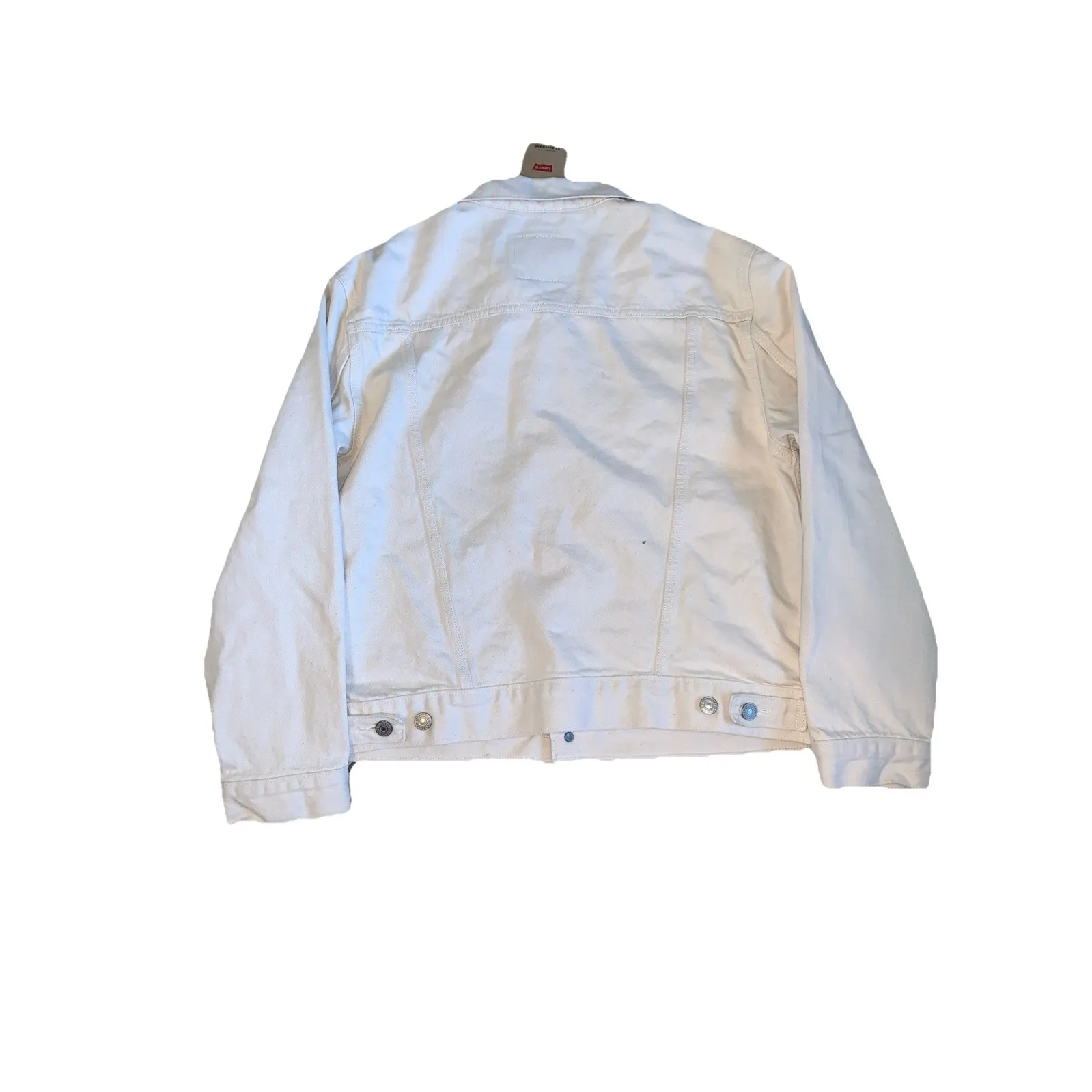 Levi Strauss & Co. White Denim Jacket Womens Large Long Sleeve Button - Image 4