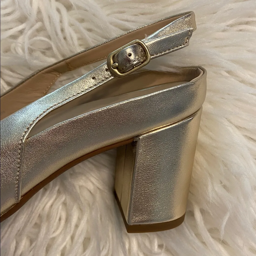 ABEO Tempo Sling Back 3844 Chic Gold Block Heel Women's Shoes BNWOT size 8 - Image 10