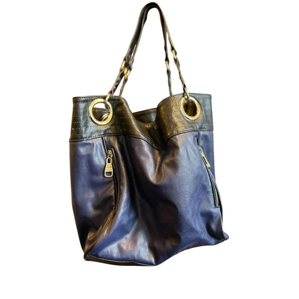 Steve Madden Women's blue Leather Shoulder Bag Gold Hardware‎ - Image 2