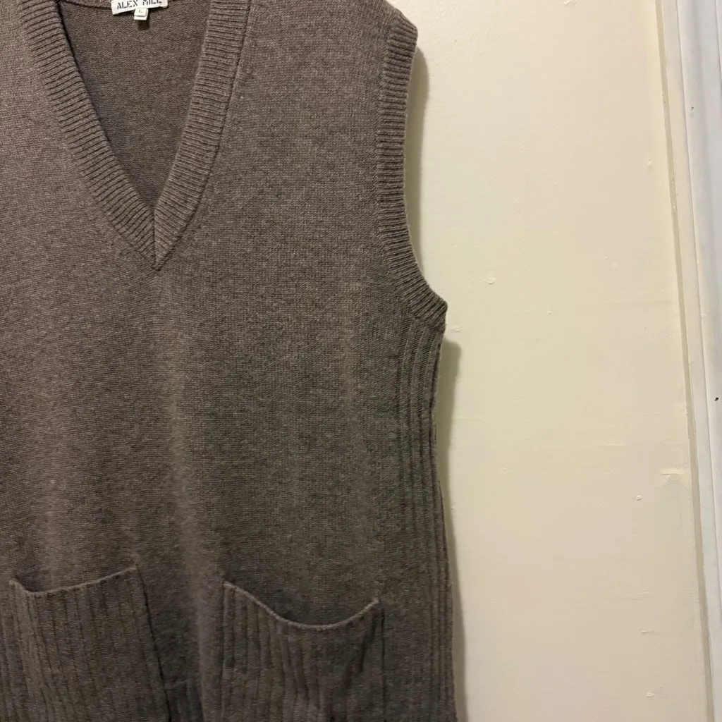 Alex Mill Kiah Merino Wool Blend V- Neck Oversized Tunic Sweater Sz Large - Image 5
