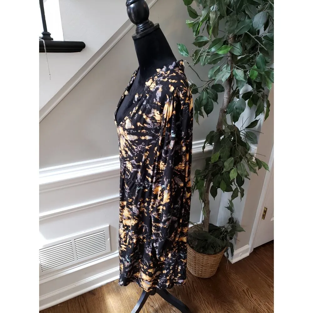 Women's True Craft Black Tie Dye Long Sleeve Dress Size 1X Rayon Fall Style - Image 7