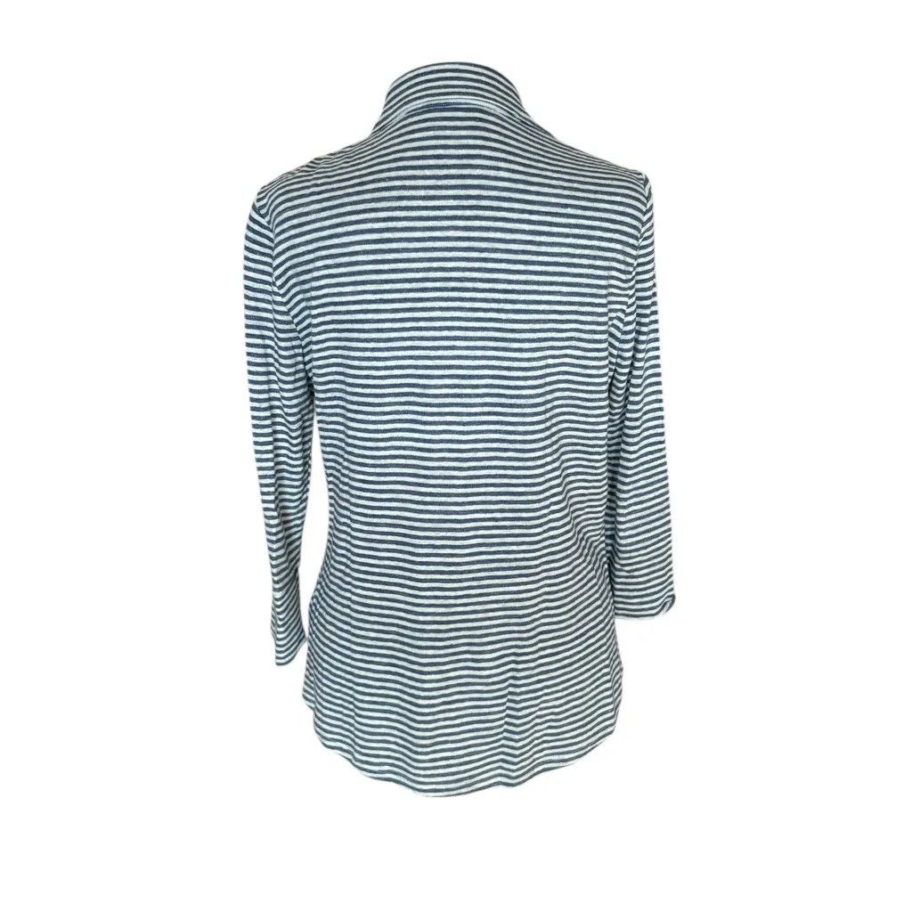 J Mclaughlin Brynn Linen Blend Top Nautical Stripe Button Up Womens Medium NWOT - Image 4