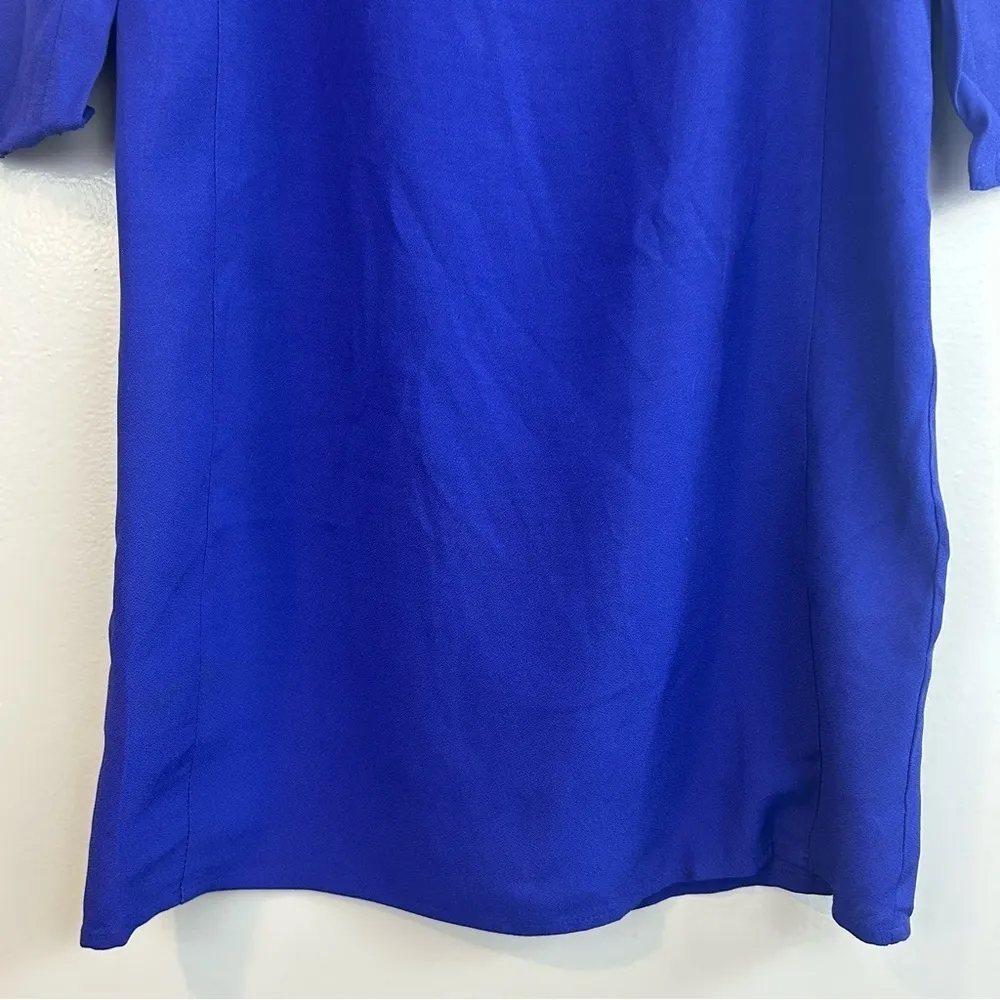 NWT H&M Royal Blue Shift Long Sleeve Dress with Lace Shoulders Size 2 - Image 11