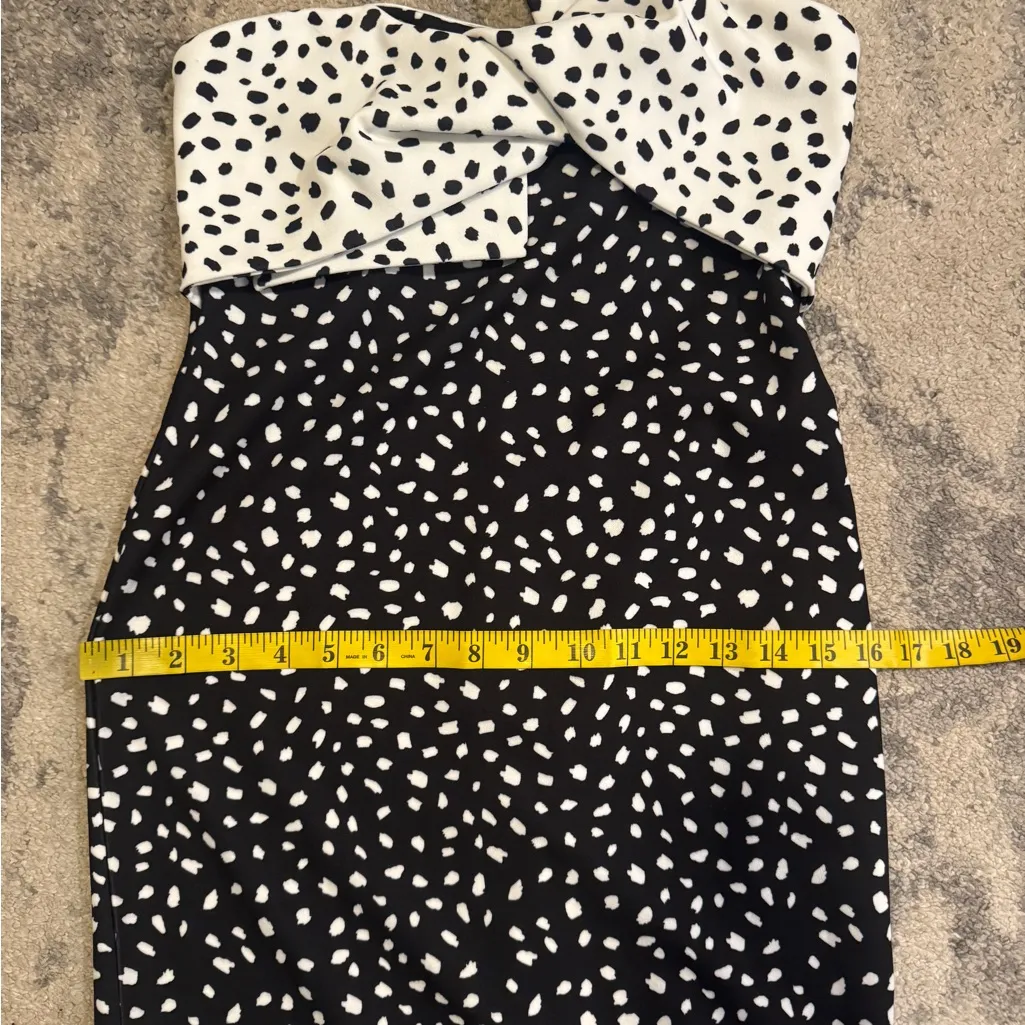 Topshop Black and White Strapless Dress - Image 7
