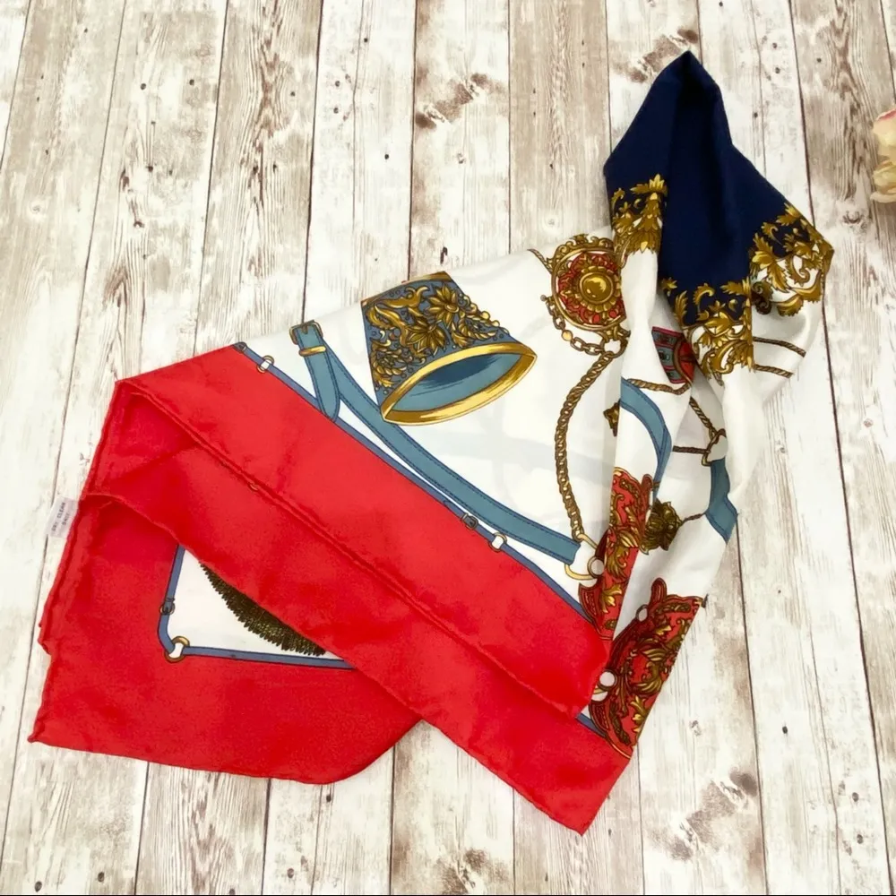 Ropes & Chains Silk Square Scarf 34x34 Red - Image 3