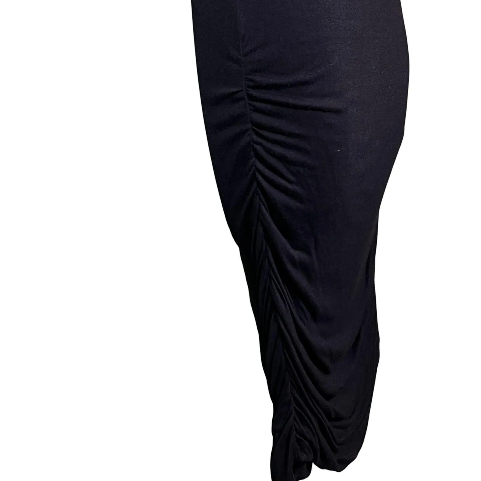 A.L.C. Dress Womens Small Black Long Sleeve Midi Bodycon 100% Viscose Ruched USA - Image 8