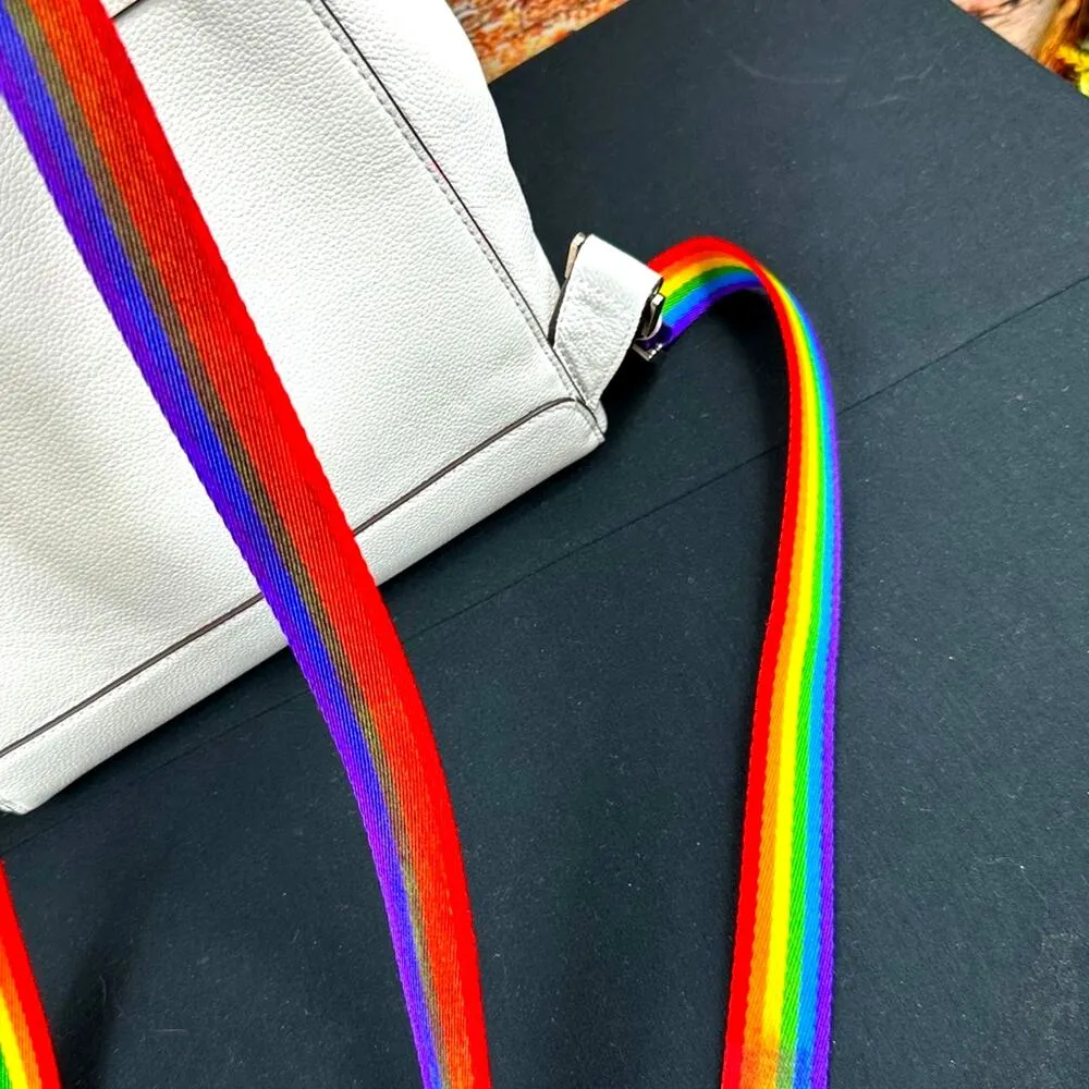 Kate Spade New York Pride Rainbow Darcy Flap White Leather Backpack - Image 14