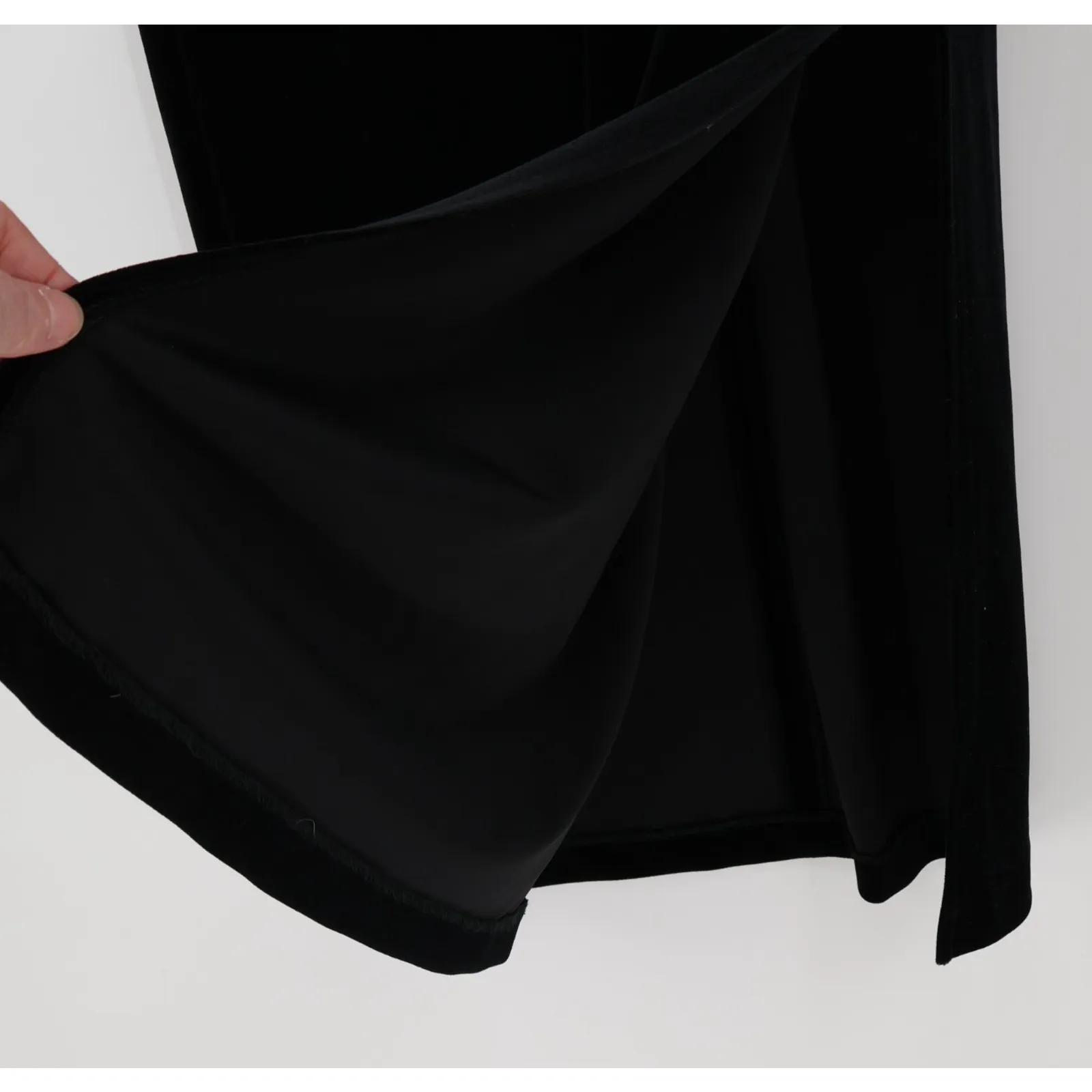 Black Velvet Maxi‎ Dress Beaded Fringe Metallic Bodice Formal Party Event Size 6 - Image 4