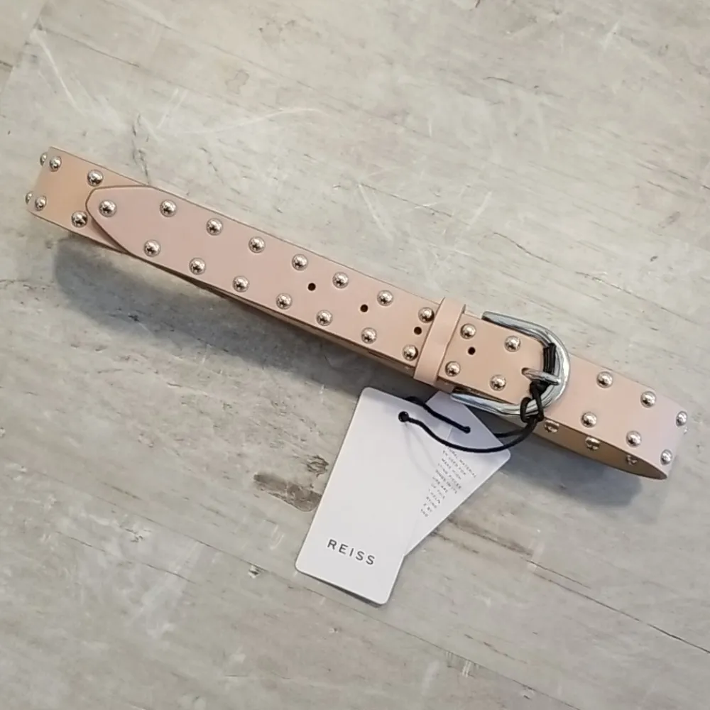 💕REISS💕 Emin Studded Wide Leather Belt ~ Nude XS - Image 4